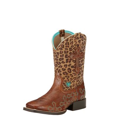 Ariat Crossroads Kahverengi / Leopar Western Csizma Çocuk (27273-488)